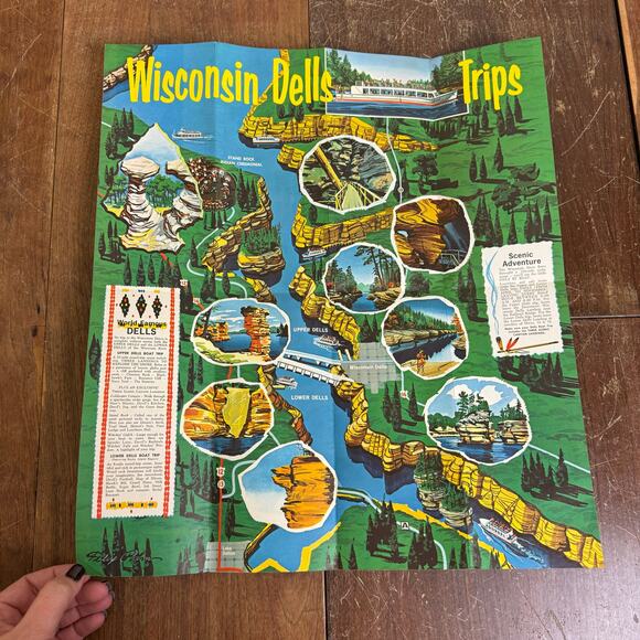 1960s AAA Wisconsin‎ State & Wisconsin Dells Felix Palm Vintage Fold out Maps - Picture 7 of 11